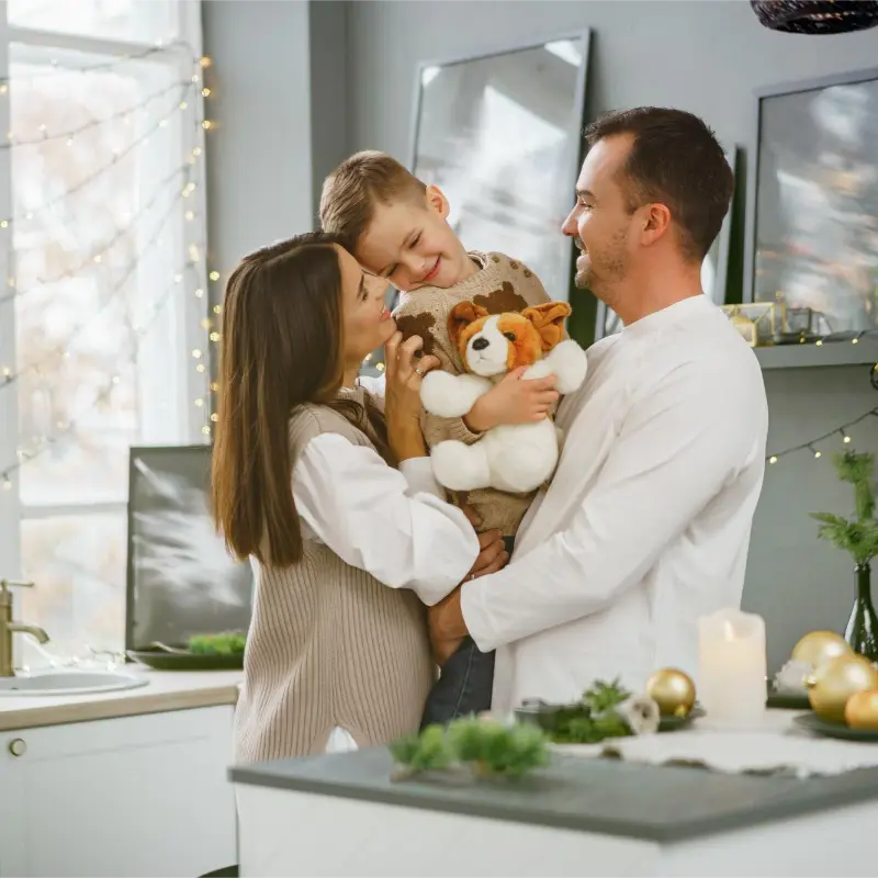 happy family enjoying at home during eco-friendly professional house cleaning services