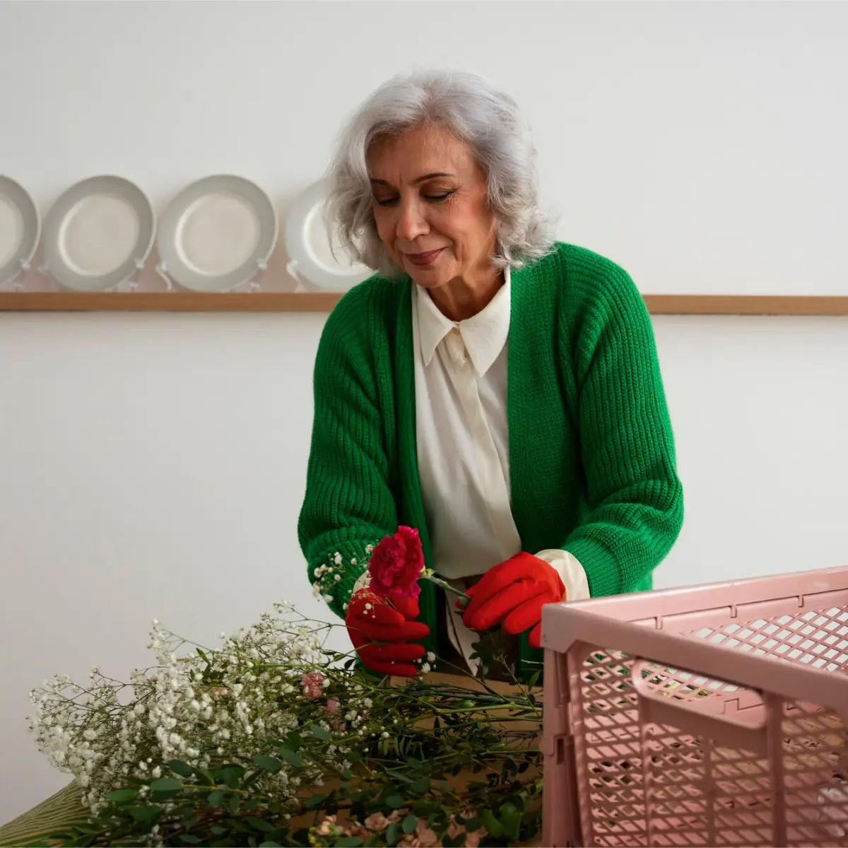 happy senior lady enjoying at home after professional house cleaning services in North Vancouver