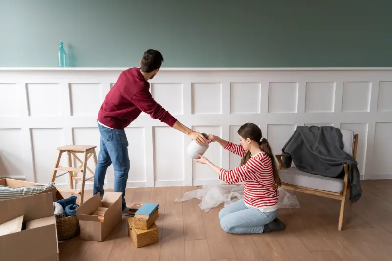 couple preparing for move out cleaning and relocation