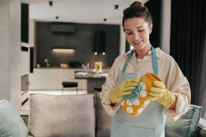woman cleaner cleaning the utensils during professional cleaning services in Richmond