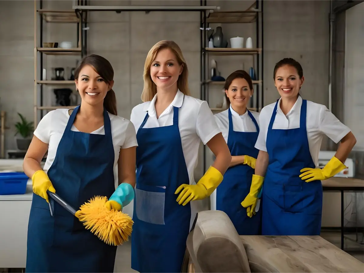 happy professional cleaners after completing Mesh Maids professional house cleaning services