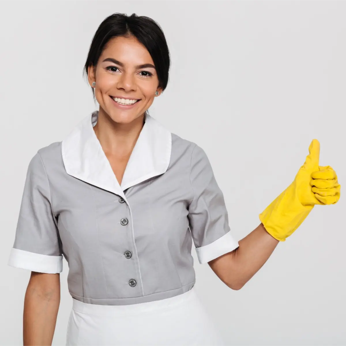 happy and satisfied professional cleaner after completing Mesh Maids professional house cleaning