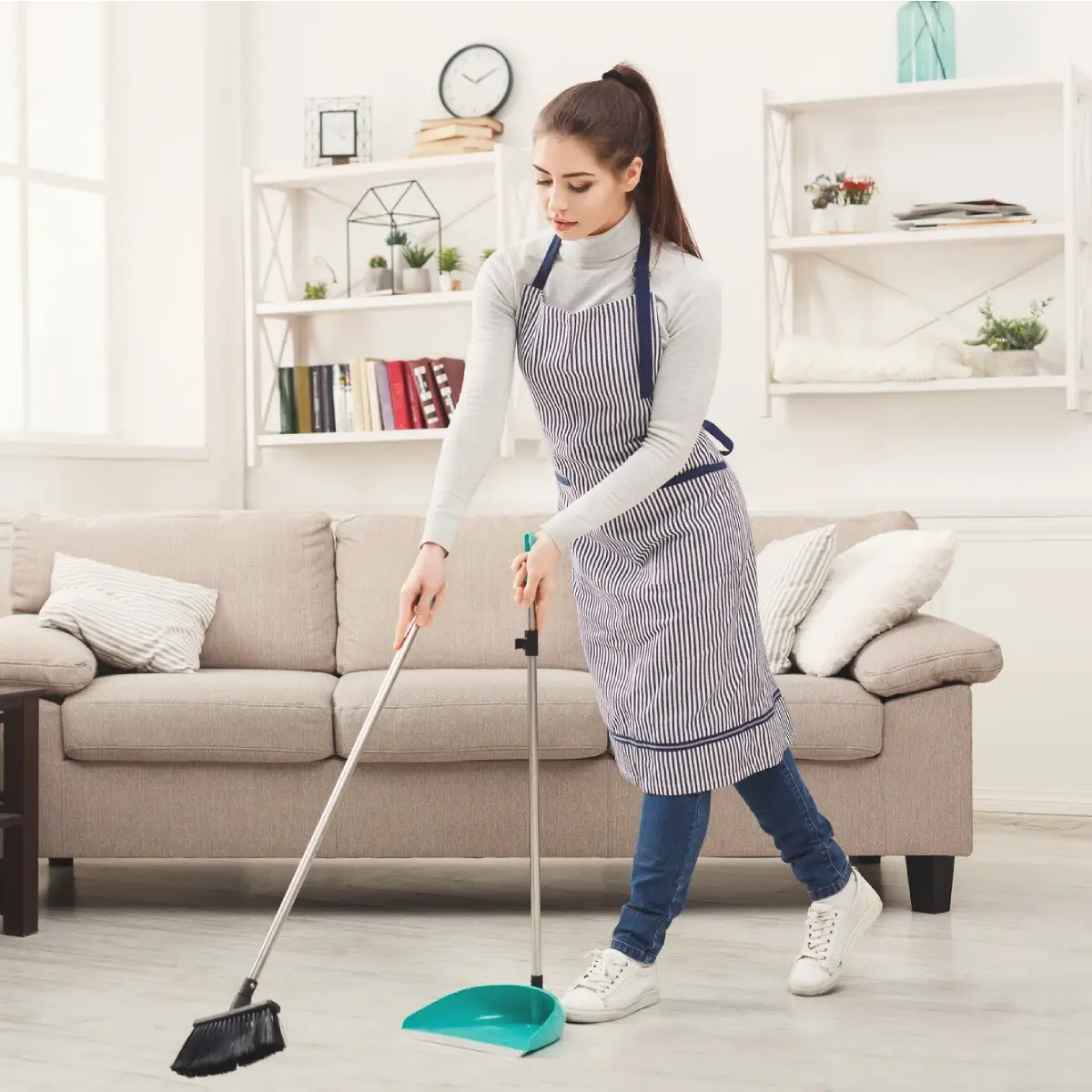 professional cleaners cleaning the living room during professional house cleaning services in Maple Ridge