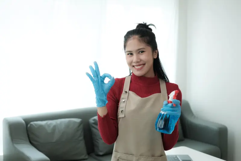 happy and satisfied cleaner after thorough professional cleaning services in Maple Ridge