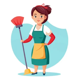 woman professional cleaner at home during professional house cleaning services