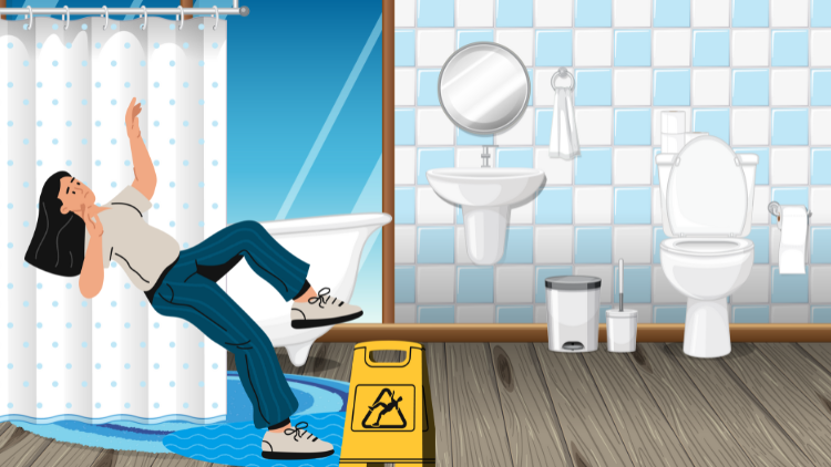 woman slipped on slippery shower floor
