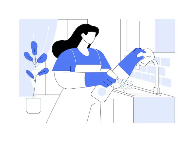 woman cleaning kitchen cleaning faucet head