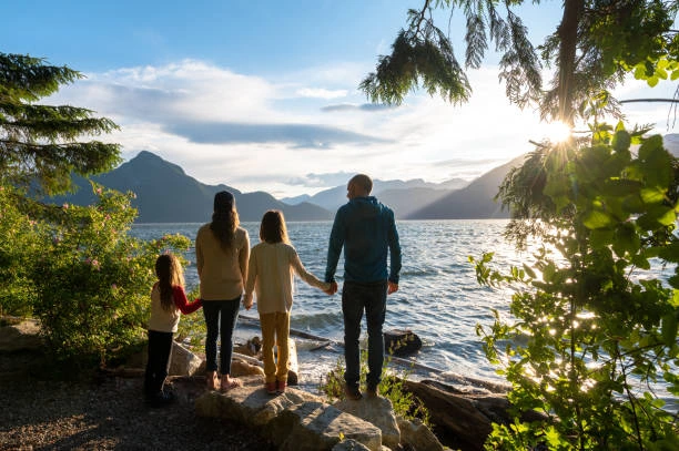 Family enjoying in North Vancouver in Summer