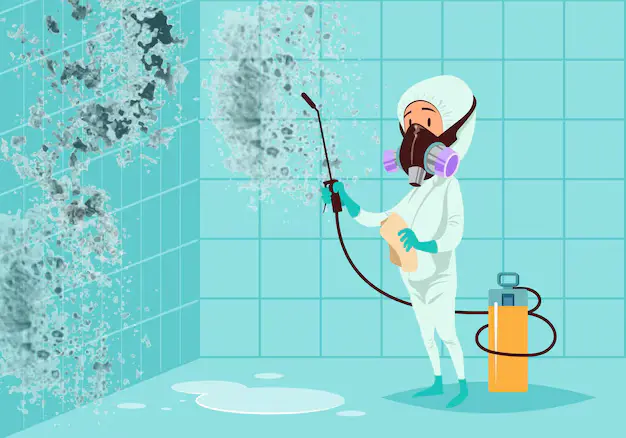 professional man cleaning mold from the bathroom