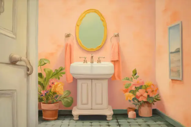 clean bathroom with shiny mirror