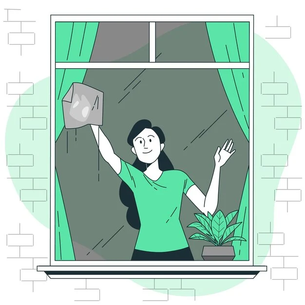 woman Cleaning Mold on Windows in White Rock