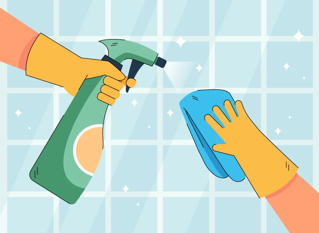 Wiping off the glass for streak-free results