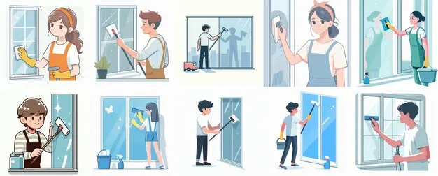 Traditional way of Cleaning windows