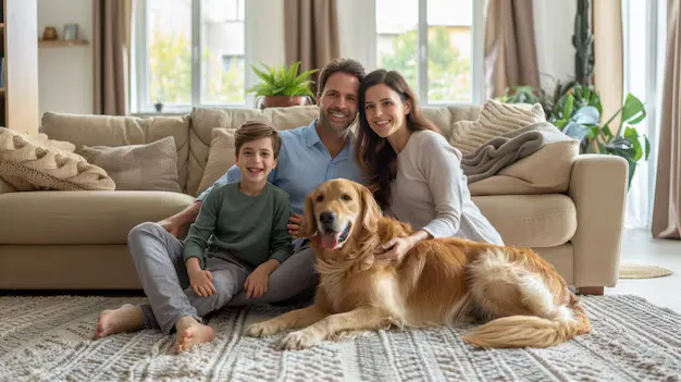 Young family enjoying at home after eco-friendly house cleaning services in Markham