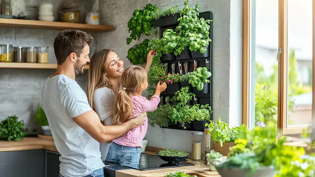 Happy family enjoying after eco-friendly cleaning at home after house cleaning services in Scarborough
