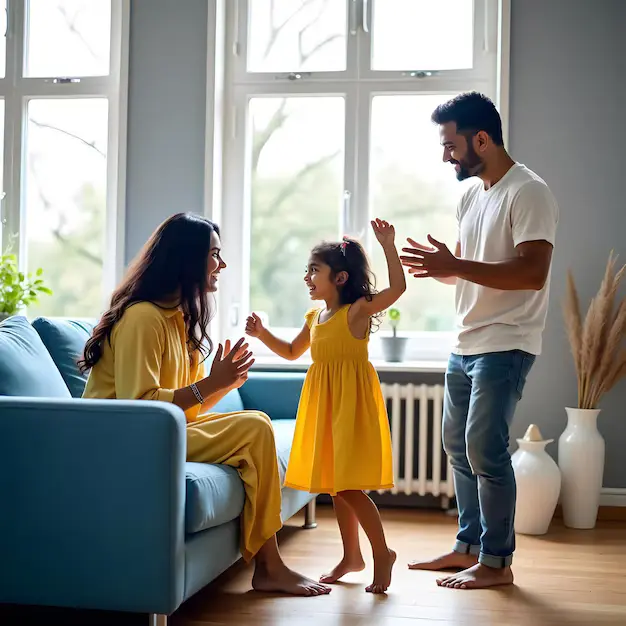 Parents and kids enjoying at home after having house cleaning services in Ajax