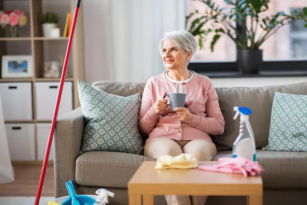 Senior lady enjoying during senior-friendly cleaning services in Vaughan