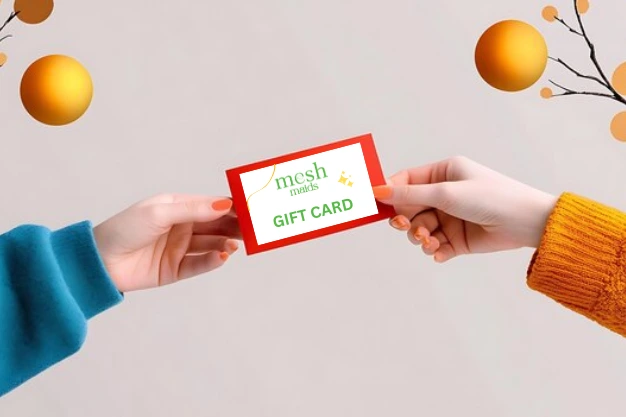 Young woman giving a Mesh Maids gift card to her loved one for house cleaning services in Calgary