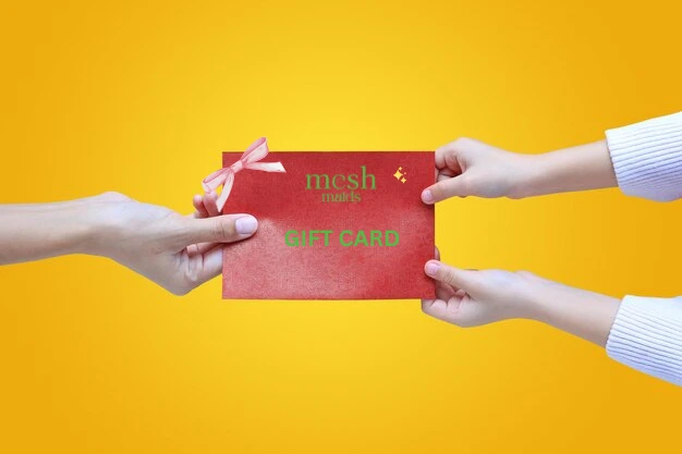 Woman giving Mesh Maids gift card to her loved one for cleaning services in Mississauga and Brampton