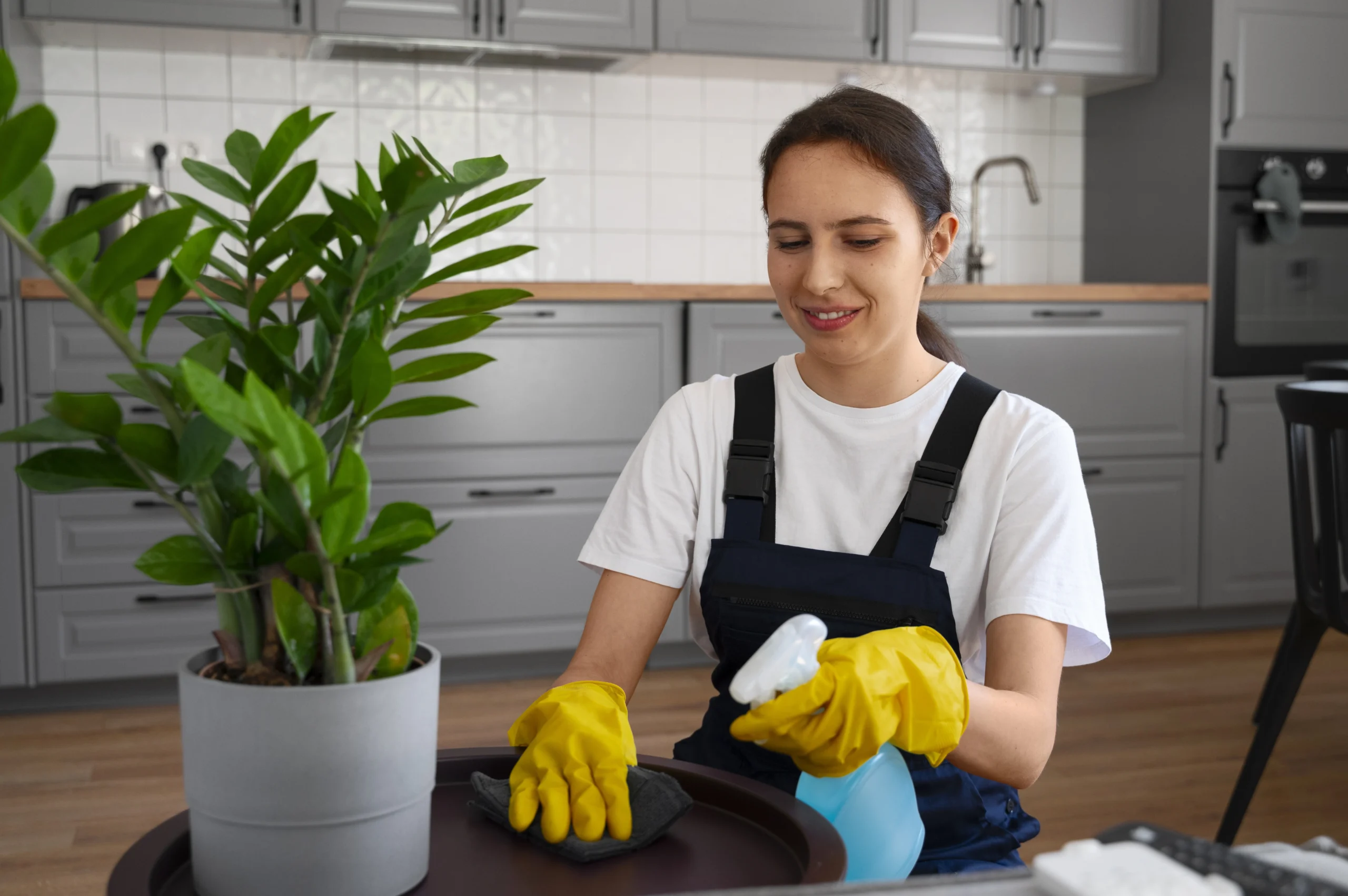 Woman cleaning professional performing eco-friendly cleaning services in Whitby