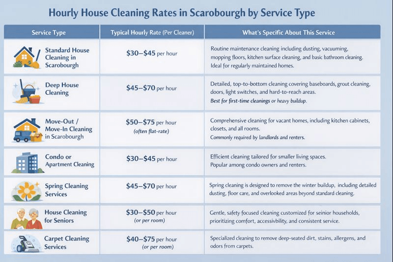 Hourly House Cleaning Rates in Scarborough