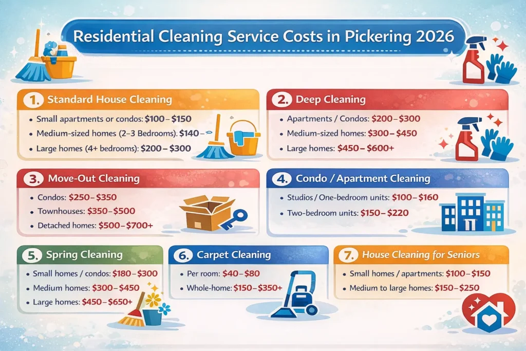 Average Residential Cleaning Costs in Pickering
