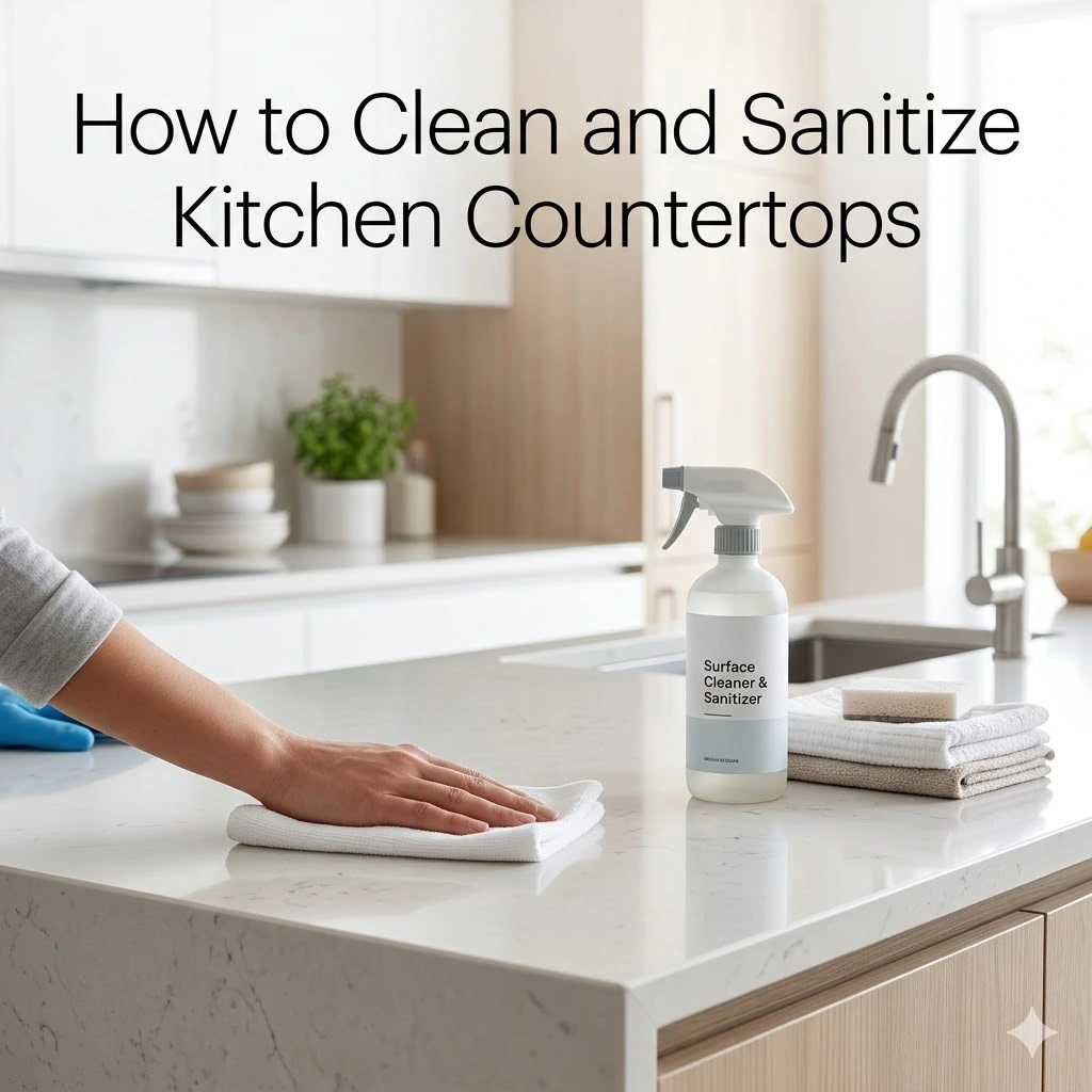How to Clean and Sanitize Kitchen Countertops: (2026 Complete Guide for Every Surface)