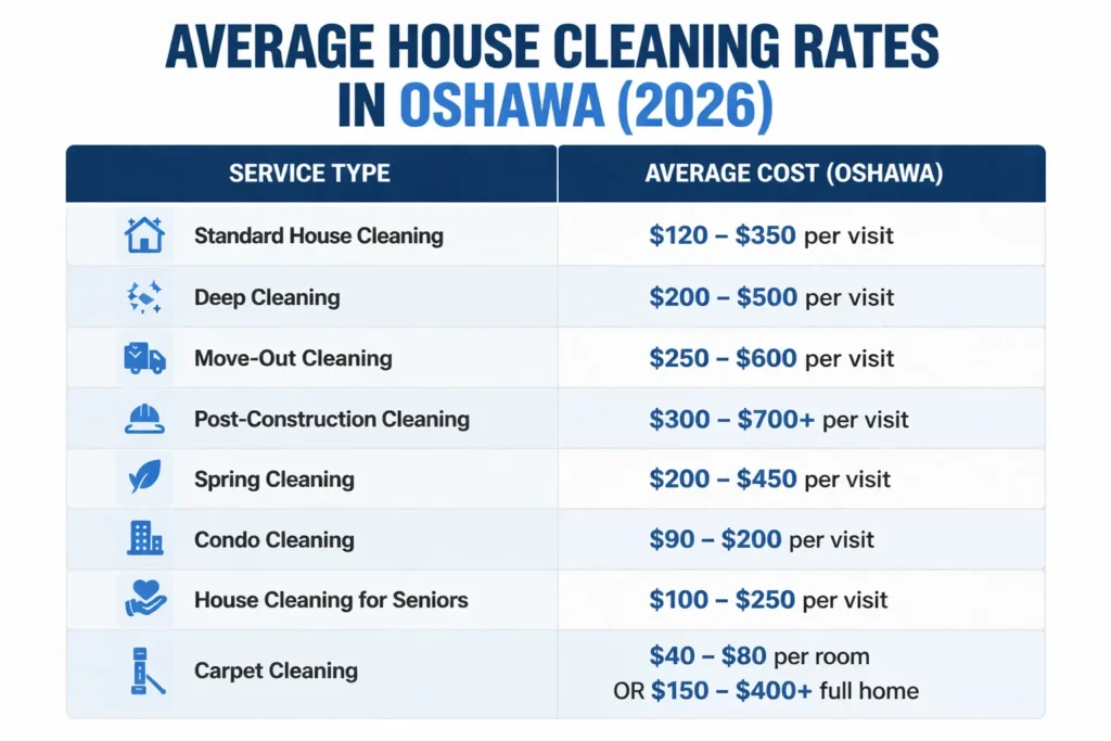 Average House Cleaning Rates in Oshawa (2026)