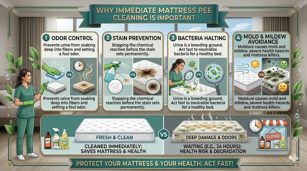 Why It’s Important to Clean Mattress Pee Immediately