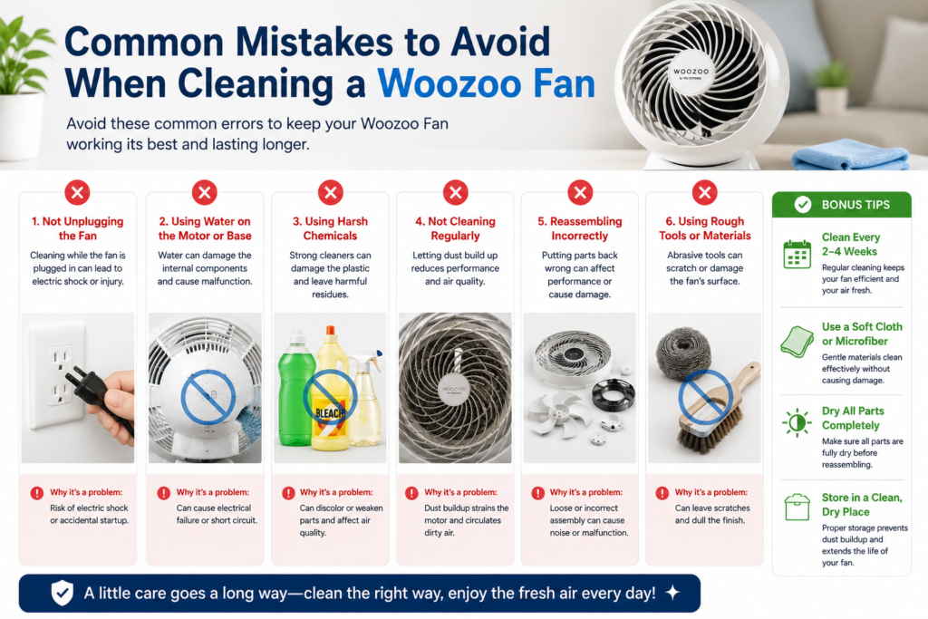 Common Mistakes to Avoid When Cleaning a Woozoo Fan