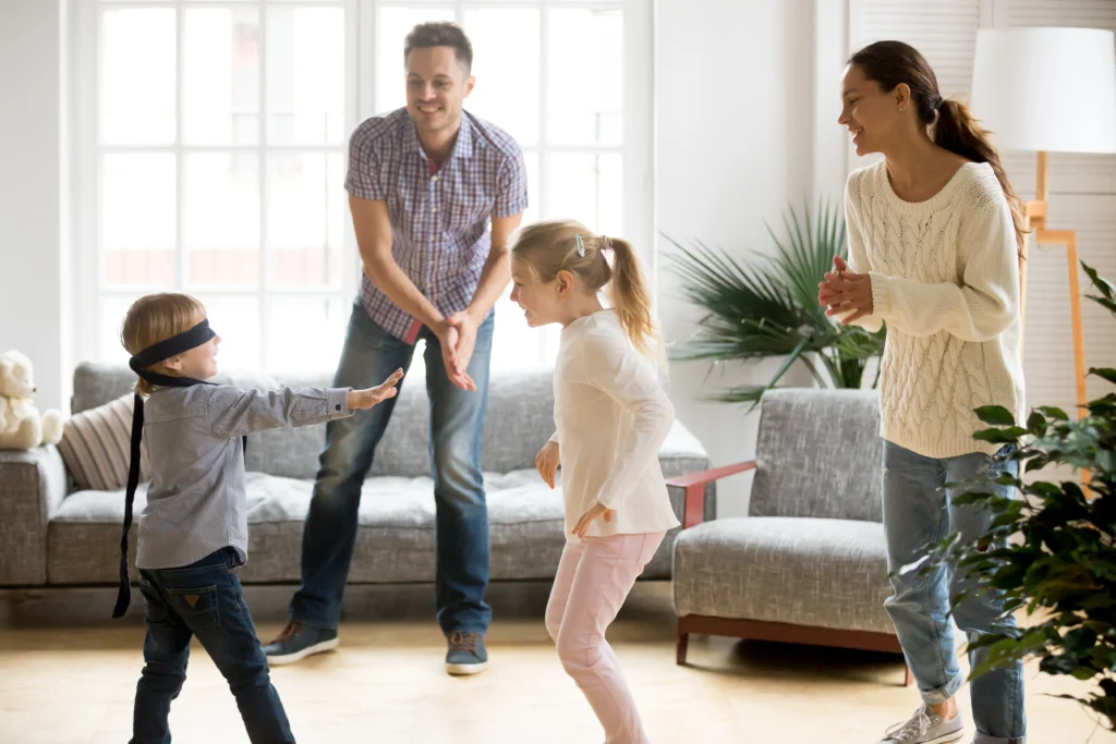 Parents and kids enjoying at a clean home after hiring Mesh Maids house cleaning services in Vancouver